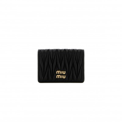 MIU MIU BLACK NAPPA LEATHER CARD HOLDER 5MC103 (11.5*8*1cm)